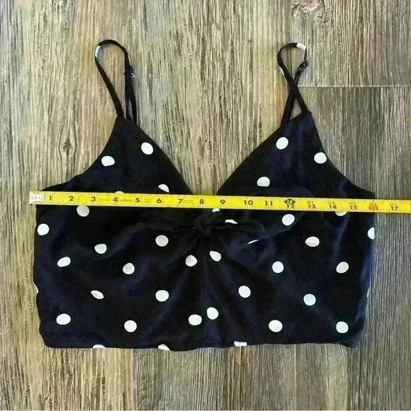 H&M Divided Crop Top Women’s Med. Black White Polka Dot Adjustable Elastic Panel - Picture 3 of 10